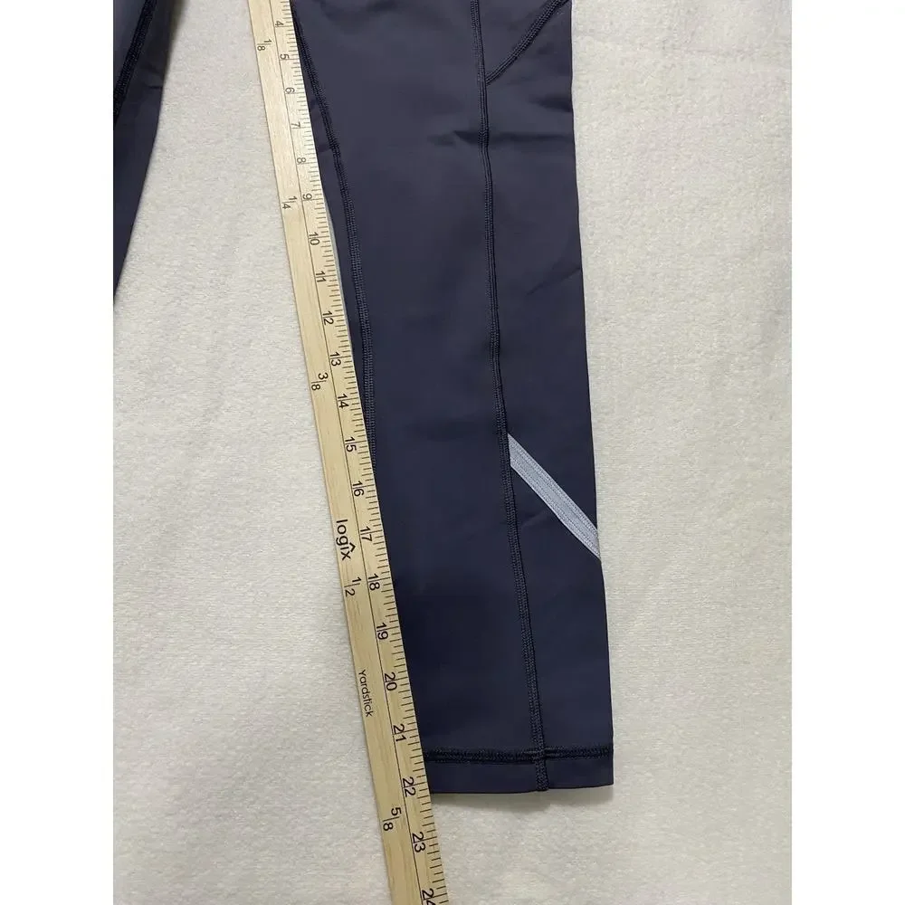Lululemon Gray Running Capri Leggings Size 6 | Zip Pockets & Reflective Trim